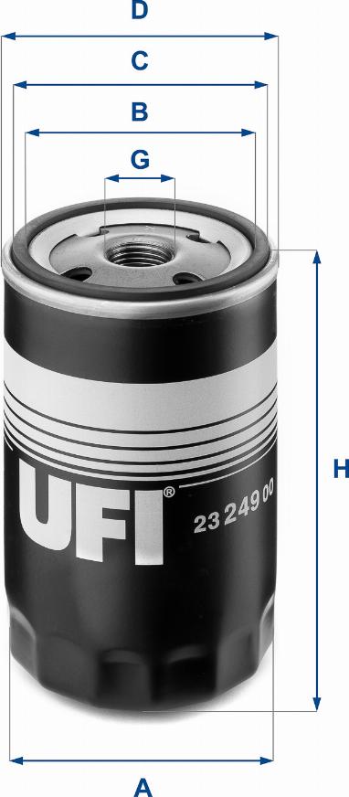 UFI 23.249.00 - Eļļas filtrs autodraugiem.lv