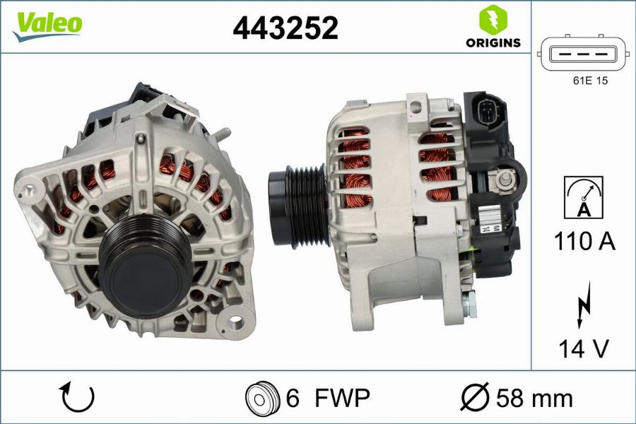 Valeo 443252 - Ģenerators autodraugiem.lv