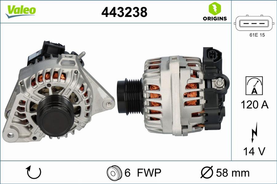 Valeo 443238 - Ģenerators autodraugiem.lv