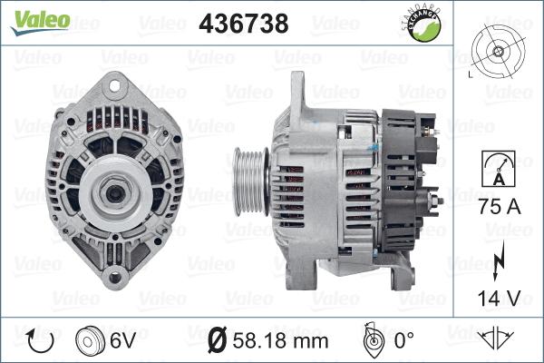 Valeo 436738 - Ģenerators autodraugiem.lv