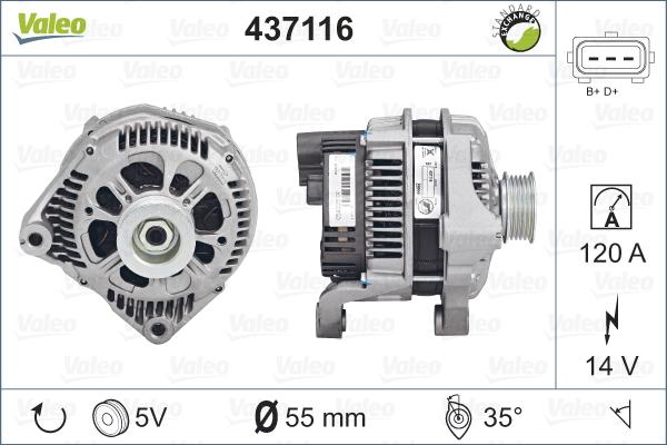 Valeo 437116 - Ģenerators autodraugiem.lv