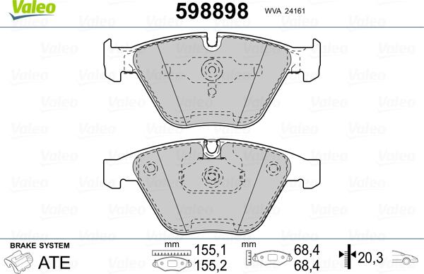 Valeo 598898 - Bremžu uzliku kompl., Disku bremzes autodraugiem.lv