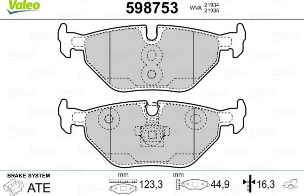 Valeo 598753 - Bremžu uzliku kompl., Disku bremzes autodraugiem.lv