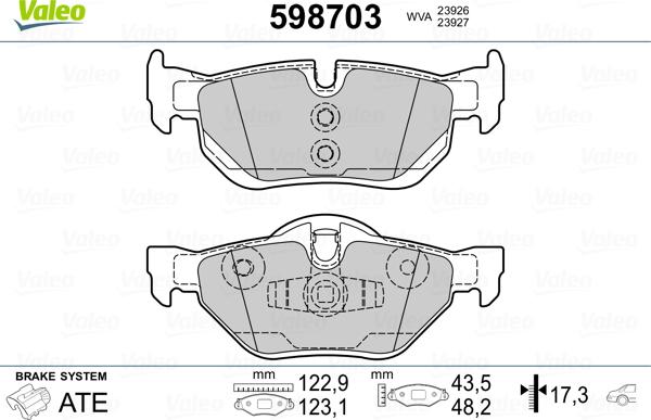 Valeo 598703 - Bremžu uzliku kompl., Disku bremzes autodraugiem.lv