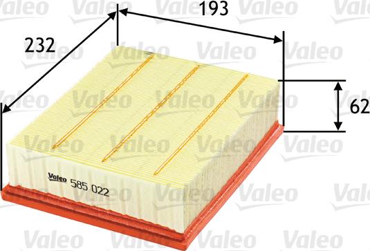 Valeo 585022 - Gaisa filtrs autodraugiem.lv