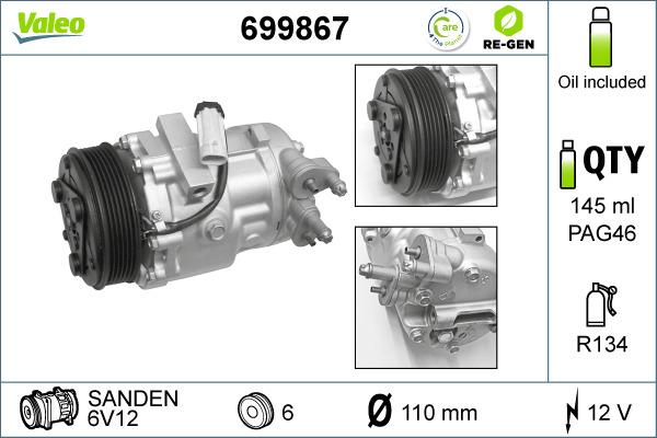 Valeo 699867 - Kompresors, Gaisa kond. sistēma autodraugiem.lv