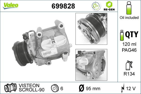 Valeo 699828 - Kompresors, Gaisa kond. sistēma autodraugiem.lv