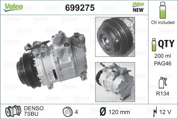 Valeo 699275 - Kompresors, Gaisa kond. sistēma autodraugiem.lv