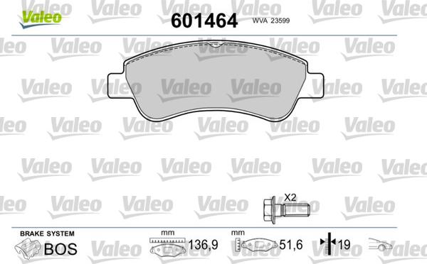 Valeo 601464 - Bremžu uzliku kompl., Disku bremzes autodraugiem.lv