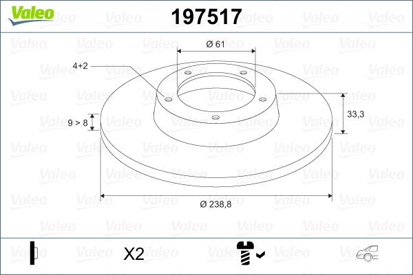 Valeo 197517 - Bremžu diski autodraugiem.lv