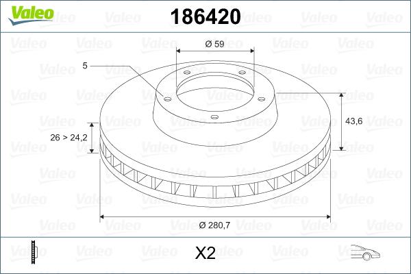 Valeo 186420 - Bremžu diski autodraugiem.lv