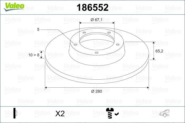 Valeo 186552 - Bremžu diski autodraugiem.lv