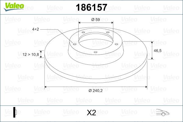 Valeo 186157 - Bremžu diski autodraugiem.lv