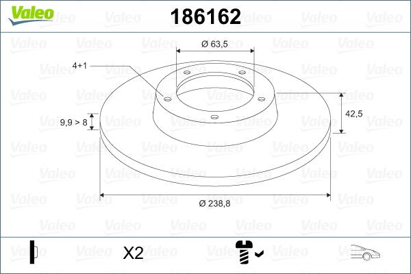 Valeo 186162 - Bremžu diski autodraugiem.lv