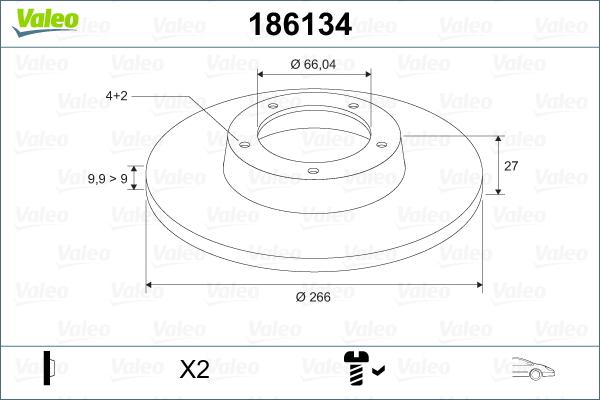 Valeo 186134 - Bremžu diski autodraugiem.lv