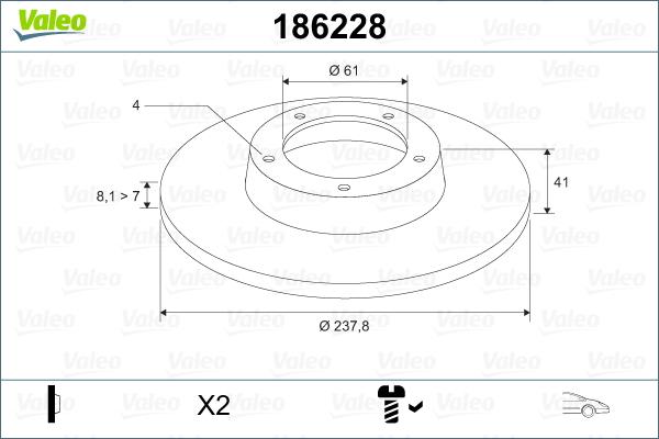 Valeo 186228 - Bremžu diski autodraugiem.lv