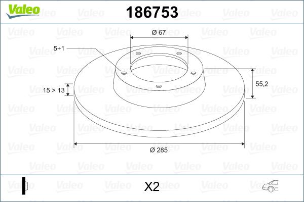 Valeo 186753 - Bremžu diski autodraugiem.lv