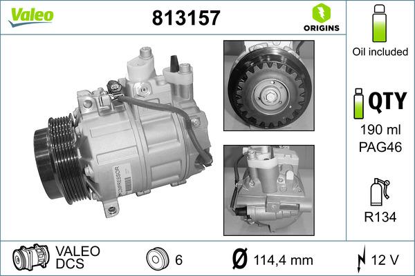 Valeo 813157 - Kompresors, Gaisa kond. sistēma autodraugiem.lv