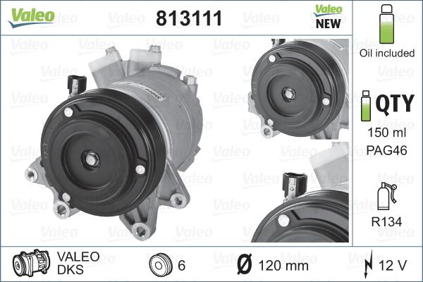 Valeo 813111 - Kompresors, Gaisa kond. sistēma autodraugiem.lv