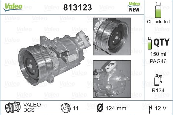 Valeo 813123 - Kompresors, Gaisa kond. sistēma autodraugiem.lv