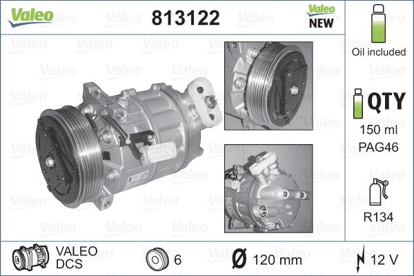 Valeo 813122 - Kompresors, Gaisa kond. sistēma autodraugiem.lv