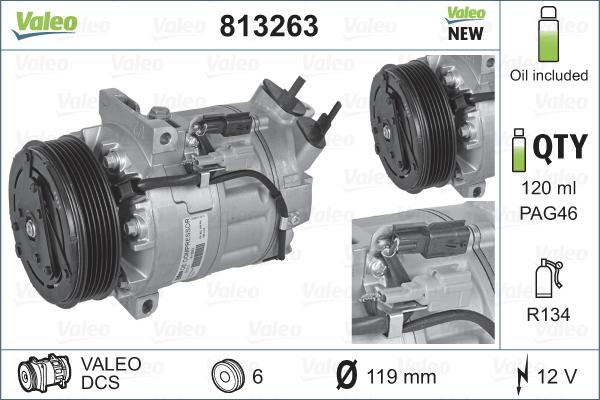 Valeo 813263 - Kompresors, Gaisa kond. sistēma autodraugiem.lv