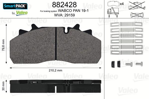 Valeo 882428 - Bremžu uzliku kompl., Disku bremzes autodraugiem.lv