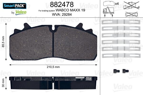 Valeo 882478 - Bremžu uzliku kompl., Disku bremzes autodraugiem.lv