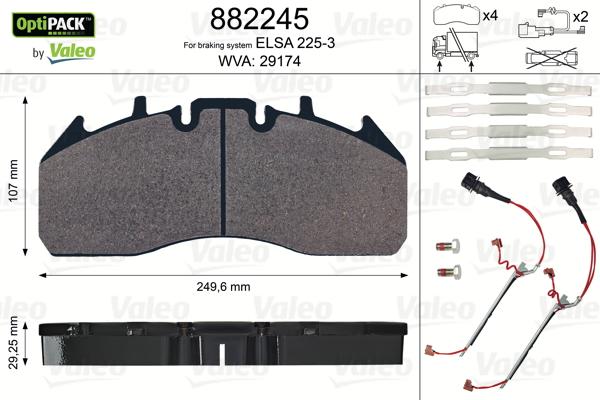 Valeo 882245 - Bremžu uzliku kompl., Disku bremzes autodraugiem.lv