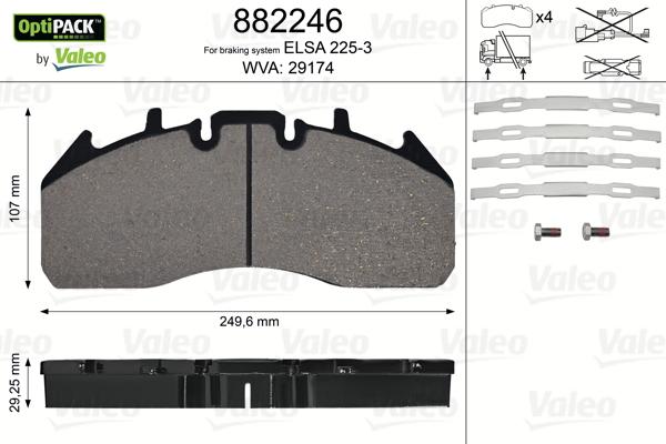 Valeo 882246 - Bremžu uzliku kompl., Disku bremzes autodraugiem.lv