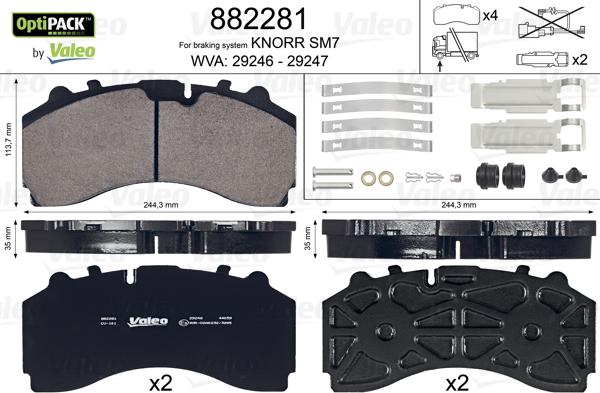 Valeo 882281 - Bremžu uzliku kompl., Disku bremzes autodraugiem.lv