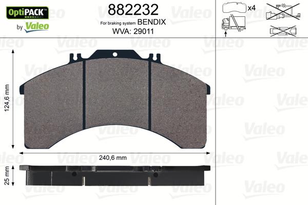 Valeo 882232 - Bremžu uzliku kompl., Disku bremzes autodraugiem.lv