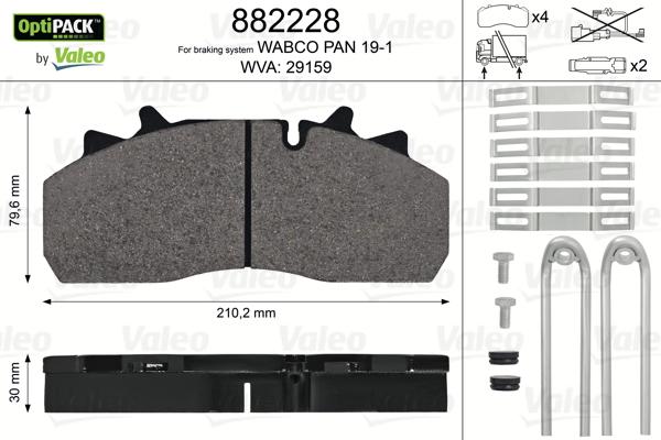 Valeo 882228 - Bremžu uzliku kompl., Disku bremzes autodraugiem.lv