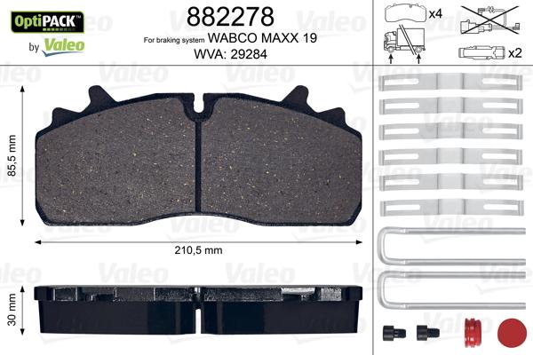 Valeo 882278 - Bremžu uzliku kompl., Disku bremzes autodraugiem.lv