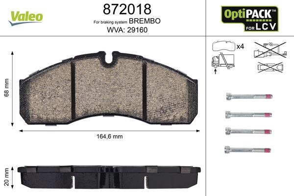 Valeo 872018 - Bremžu uzliku kompl., Disku bremzes autodraugiem.lv