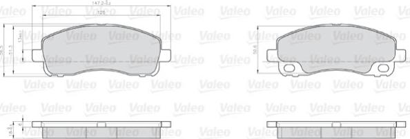 Valeo 872238 - Bremžu uzliku kompl., Disku bremzes autodraugiem.lv