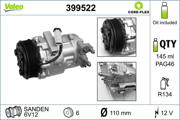 Valeo 399522 - Kompresors, Gaisa kond. sistēma autodraugiem.lv