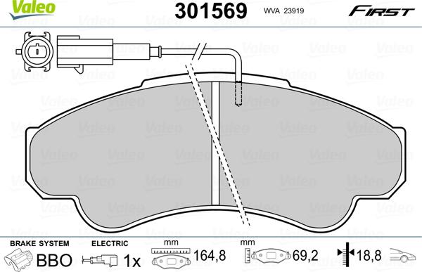 Valeo 301569 - Bremžu uzliku kompl., Disku bremzes autodraugiem.lv