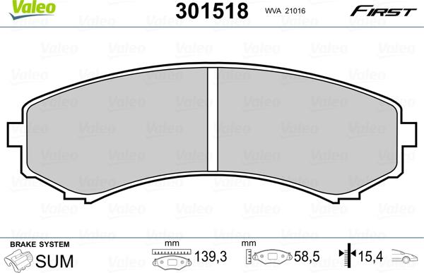 Valeo 301518 - Bremžu uzliku kompl., Disku bremzes autodraugiem.lv