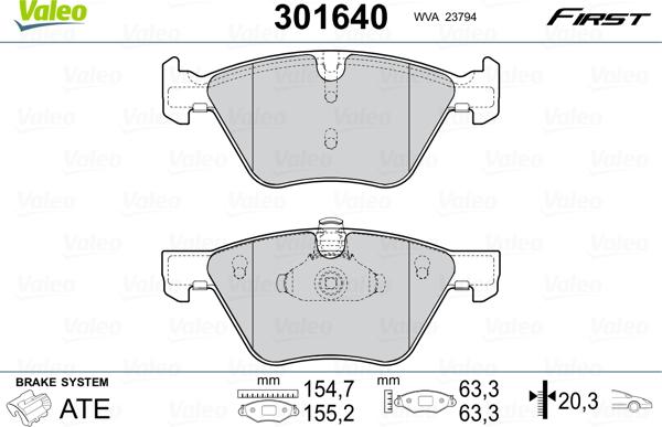 Valeo 301640 - Bremžu uzliku kompl., Disku bremzes autodraugiem.lv