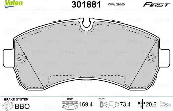 Valeo 301881 - Bremžu uzliku kompl., Disku bremzes autodraugiem.lv