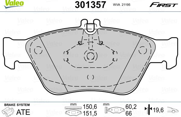 Valeo 301357 - Bremžu uzliku kompl., Disku bremzes autodraugiem.lv