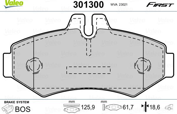 Valeo 301300 - Bremžu uzliku kompl., Disku bremzes autodraugiem.lv