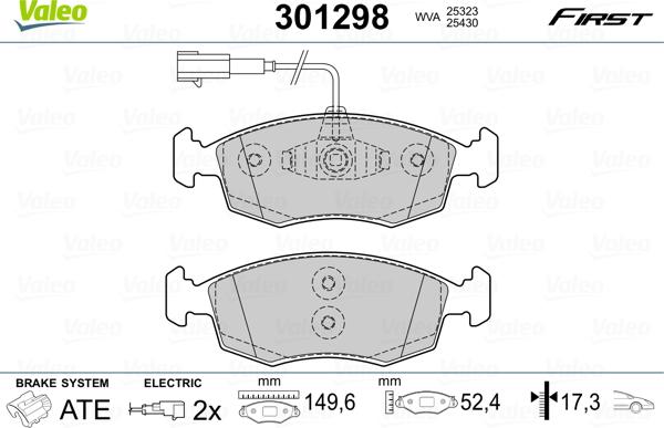 Valeo 301298 - Bremžu uzliku kompl., Disku bremzes autodraugiem.lv