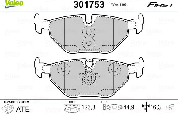 Valeo 301753 - Bremžu uzliku kompl., Disku bremzes autodraugiem.lv