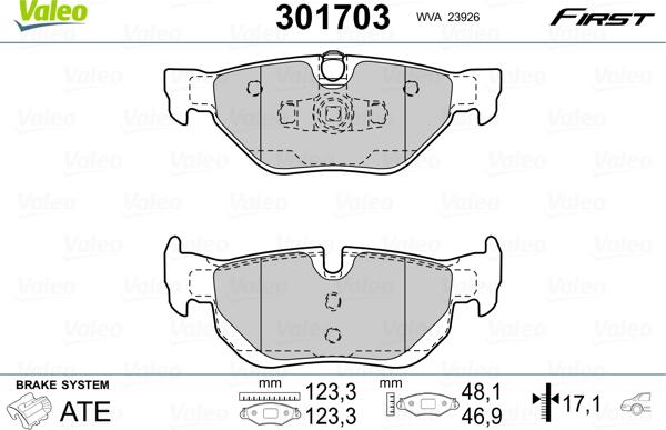 Valeo 301703 - Bremžu uzliku kompl., Disku bremzes autodraugiem.lv