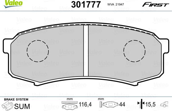 Valeo 301777 - Bremžu uzliku kompl., Disku bremzes autodraugiem.lv