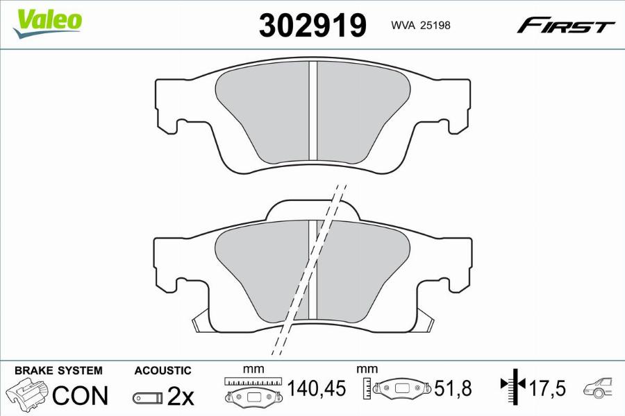 Valeo 302919 - Bremžu uzliku kompl., Disku bremzes autodraugiem.lv