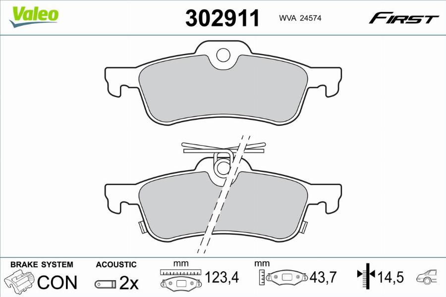 Valeo 302911 - Bremžu uzliku kompl., Disku bremzes autodraugiem.lv