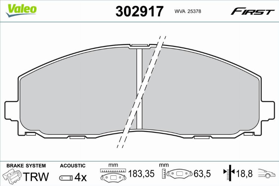 Valeo 302917 - Bremžu uzliku kompl., Disku bremzes autodraugiem.lv